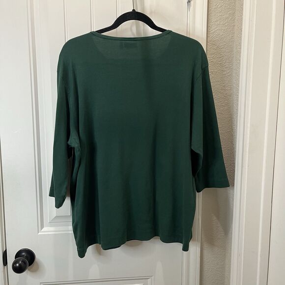 Vintage Sunburst Green Christmas Tree Embroidered Holiday Shirt Womens Size 2XL - Picture 7 of 8